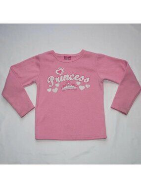 Diva Girls 6X Pink Princess Heart Crown Graphic Long Sleeve Shirt